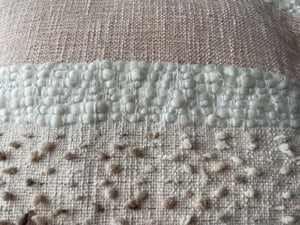 Pink Cream Textured Woven Cotton Pillow Cover