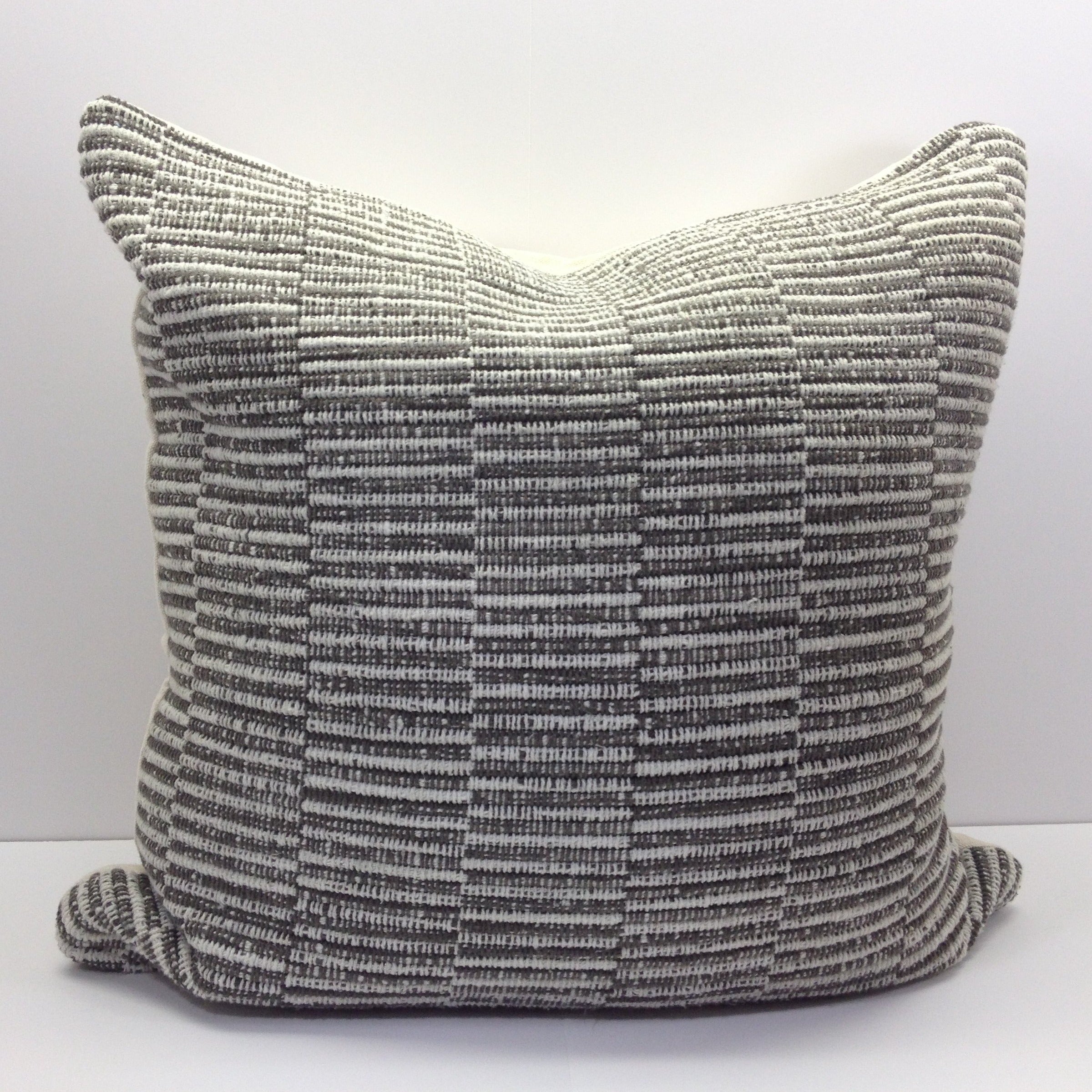 Grey & Cream Modern Woven Pillow Cover