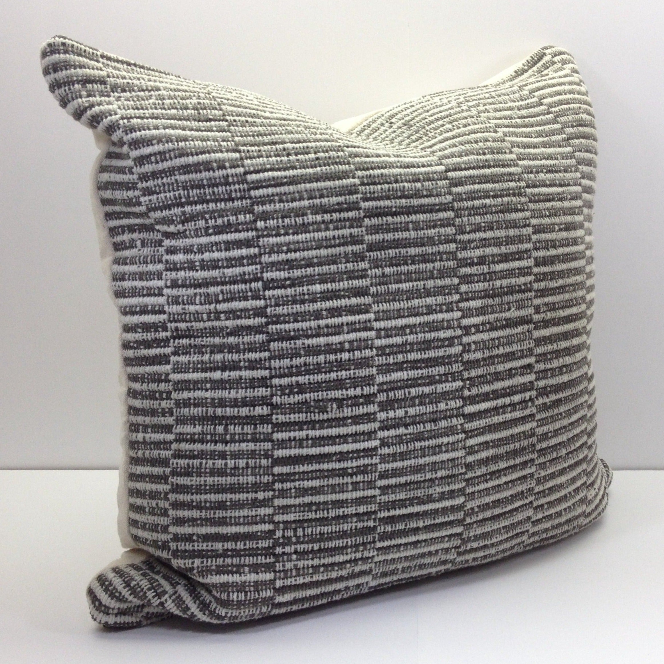 Grey & Cream Modern Woven Pillow Cover