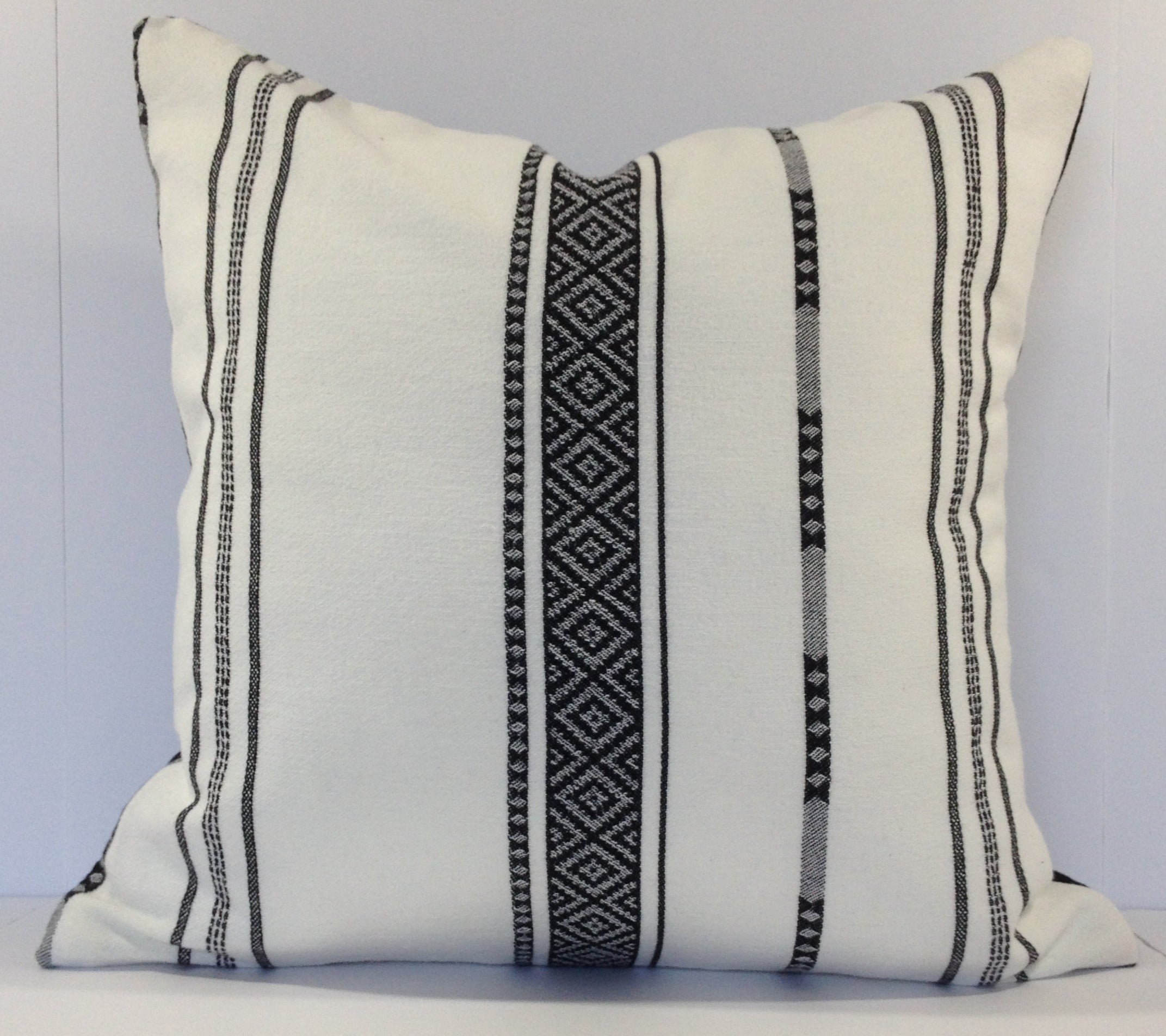 Jacquard Black Stripe Woven Cotton Pillow Cover