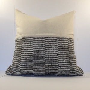 Grey and Cream Woven Modern Rustic Pillow Cover