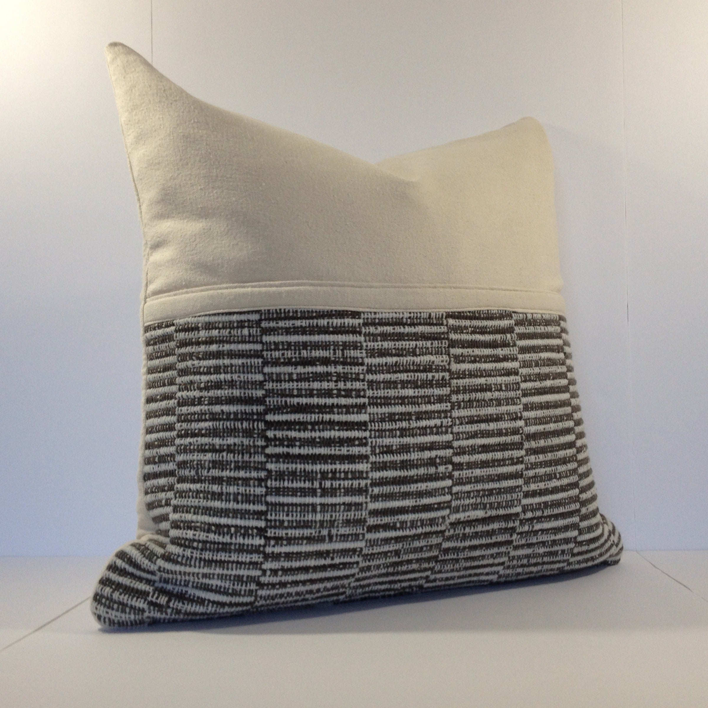 Grey and Cream Woven Modern Rustic Pillow Cover