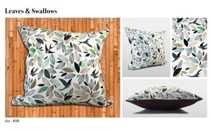 Leaves & Swallows Pillow Cover